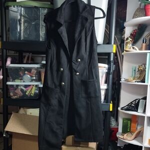 Elegant Black Women's Vest with Silver Buttons